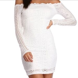 Windsor White Long Sleeve Lace Dress